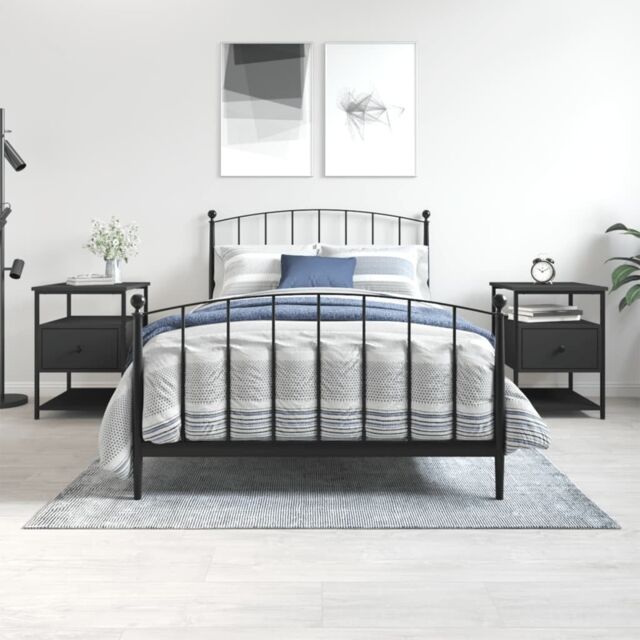 Berkfield Home Bedside Cabinets 2 pcs Black 40x42x56 cm Engineered Wood - Size: 40 x 42 x 56 cm - image 1