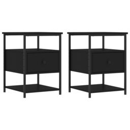 Berkfield Home Bedside Cabinets 2 pcs Black 40x42x56 cm Engineered Wood - Size: 40 x 42 x 56 cm - thumbnail 2