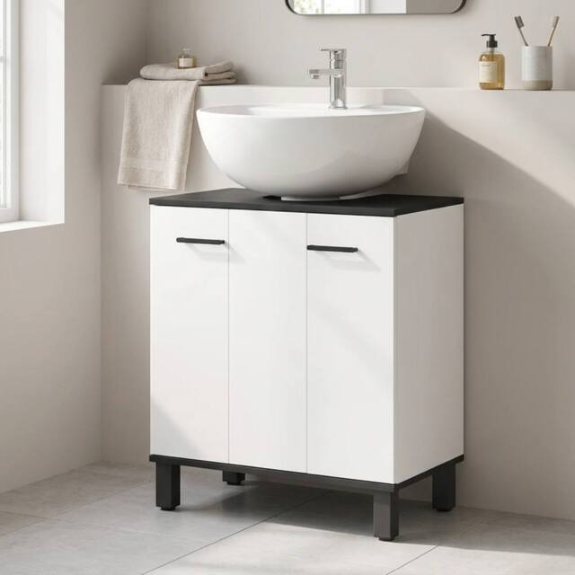 STILVORA Under Sink Cabinet with Adjustable Shelf White Finish - image 1