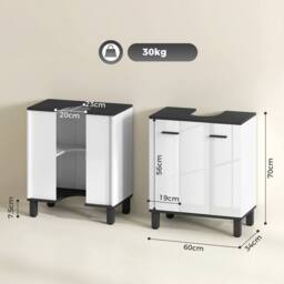 STILVORA Under Sink Cabinet with Adjustable Shelf White Finish - thumbnail 4