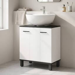 STILVORA Under Sink Cabinet with Adjustable Shelf White Finish - thumbnail 1