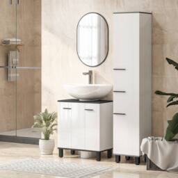 STILVORA Under Sink Cabinet with Adjustable Shelf White Finish - thumbnail 3