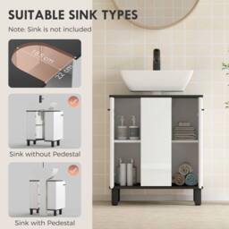 STILVORA Under Sink Cabinet with Adjustable Shelf White Finish - thumbnail 6