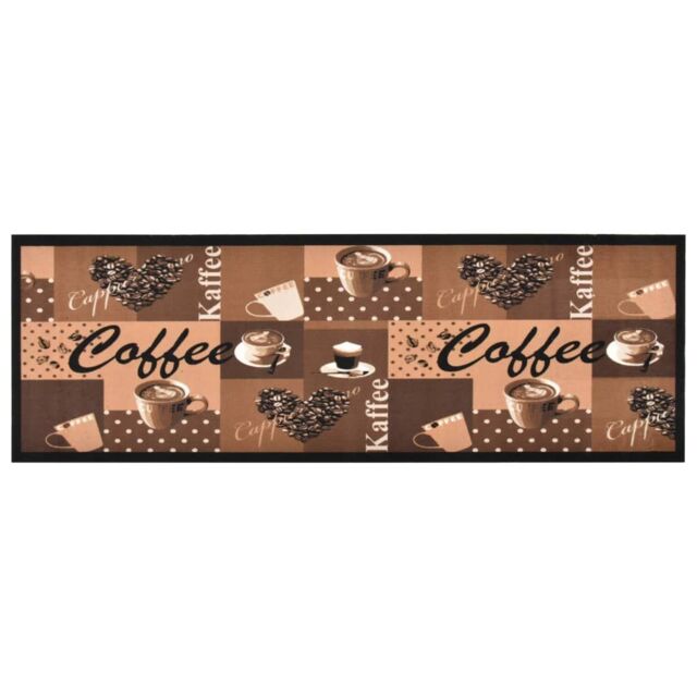 Berkfield Home Kitchen Carpet Washable Coffee brown 60x300 cm - image 1