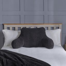 OHS Teddy Fleece Bed Reading Cushion Pillow with Arms Lumbar Support in Black - thumbnail 4