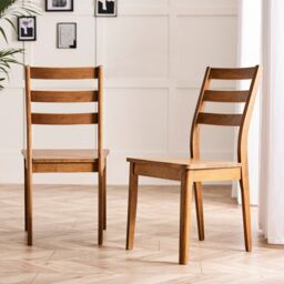 FurnitureboxUK Set of 2 Lynton Walnut Colour Wooden Dining Chairs - thumbnail 1
