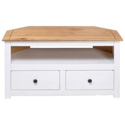 Berkfield Home Corner TV Cabinet White 93x49x49 cm Solid Pine Panama Range - Size: 93 x 49 x 49 cm - thumbnail 5