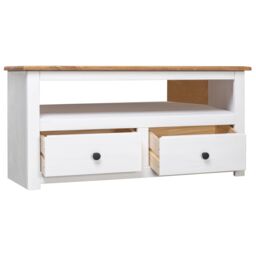 Berkfield Home Corner TV Cabinet White 93x49x49 cm Solid Pine Panama Range - Size: 93 x 49 x 49 cm - thumbnail 3