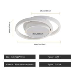 Pheashine Modern Round Ceiling Light, 36W, White, 3000K Warm Light, 27cm, Indoor in White - thumbnail 3