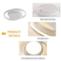 Pheashine Modern Round Ceiling Light, 36W, White, 3000K Warm Light, 27cm, Indoor in White - thumbnail 5