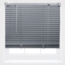 Furnished Grey PVC 25mm Slat Venetian Blinds - Trimmable Window Blinds for Home & Office - Size: 110 cm width x 150 cm drop - thumbnail 2