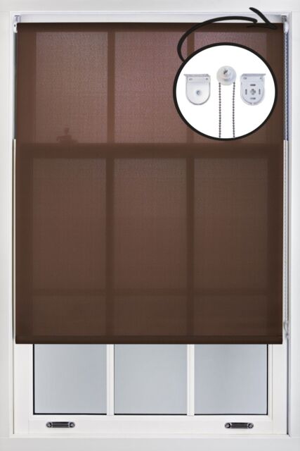 Furnished Mocha Brown Daylight Roller Blinds with Metal Fittings - Trimmable Window Shade in Chocolate - Size: 100 cm width x 210 cm drop - image 1