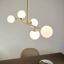 Netlighting Grosseto Batten Satin Brass Plate Gloss White Glass in Yellow - thumbnail 4