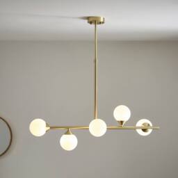 Netlighting Grosseto Batten Satin Brass Plate Gloss White Glass in Yellow - thumbnail 2