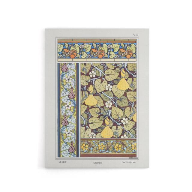 "Artery8 White Flower Gourd Floral Patterns Canvas Wall Art Print Verneuil in Green - Size: W18"" x H24""" - image 1