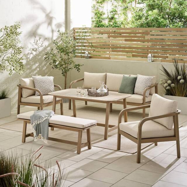 FurnitureboxUK Lydiard Solid Wood 8 Seat Garden Dining Set in Beige - image 1