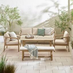 FurnitureboxUK Lydiard Solid Wood 8 Seat Garden Dining Set in Beige - thumbnail 2