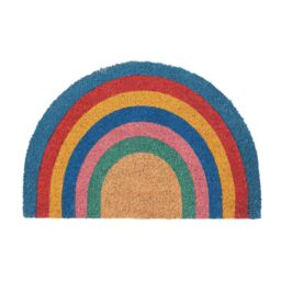 Nicola Spring Half Moon Coir Door Mat - 60 x 40cm - Rainbow Pastel - Size: 40 cm x 60 cm - thumbnail 2