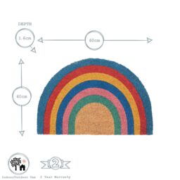 Nicola Spring Half Moon Coir Door Mat - 60 x 40cm - Rainbow Pastel - Size: 40 cm x 60 cm - thumbnail 4