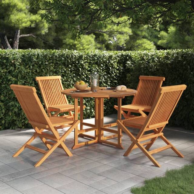 Berkfield Home 5 Piece Folding Outdoor Dining Set Solid Wood Teak in Brown - image 1