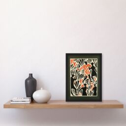Artery8 Dancing Folk Bold Red Black Linograph Design Framed Art Print - Size: A4 - thumbnail 4
