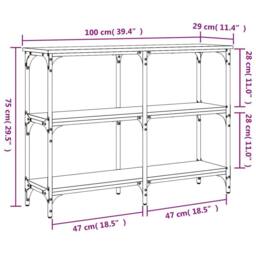 Berkfield Home Console Table Grey Sonoma 100x29x75 cm Engineered Wood - Size: 100 x 29 x 75 cm - thumbnail 9