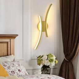 Goeco LED Indoor Wall Light Modern LED Wall Lamp Acrylic 3000K Curved Design in Gold - thumbnail 1
