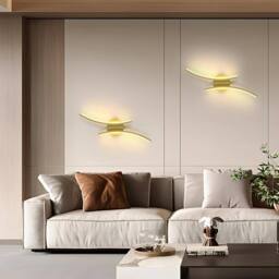 Goeco LED Indoor Wall Light Modern LED Wall Lamp Acrylic 3000K Curved Design in Gold - thumbnail 7