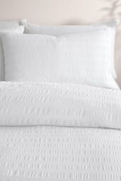 Serene 'Honley Seersucker' Textured Duvet Cover Set in White - Size: King - thumbnail 2
