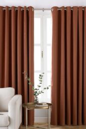 Furn Moon Premium Thermal Blackout Eyelet Curtains in Orange - Size: 168 cm width x 137 cm drop - thumbnail 1