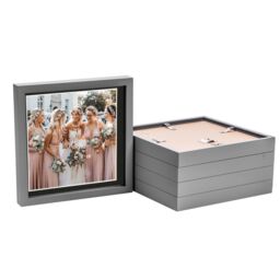 "Nicola Spring 3D Box Photo Frames - 10 x 10"" with 8 x 8"" Mount - Ivory Mount - Pack of 5 in Grey"