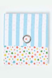 Homescapes Cotton Multi Stars Ready Made Eyelet Curtain Pair in Blue - Size: 140 cm width x 229 cm drop - thumbnail 3