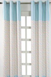 Homescapes Cotton Multi Stars Ready Made Eyelet Curtain Pair in Blue - Size: 140 cm width x 229 cm drop - thumbnail 1
