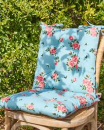 Dibor Set of 4 Floral Blue Summer Outdoor Garden Chair Seat Pad Cushions W40 x L40cm - Size: 40 cm x 40 cm - thumbnail 2