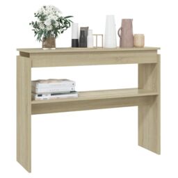 Berkfield Home Console Table Sonoma Oak 102x30x80 cm Engineered Wood in Brown - Size: 102 x 30 x 80 cm - thumbnail 3