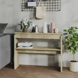 Berkfield Home Console Table Sonoma Oak 102x30x80 cm Engineered Wood in Brown - Size: 102 x 30 x 80 cm - thumbnail 1