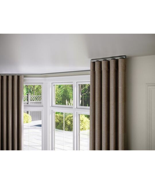 New Edge Blinds 28mm Styleline Gliding Curtain Pole Set with End Cap - Silver - Size: 310 cm - image 1