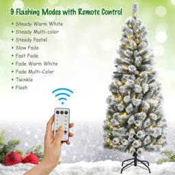 Gymax 185CM Illuminated Christmas Tree With Snowflakes Automatically Opening in Green - thumbnail 5