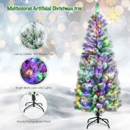 Gymax 185CM Illuminated Christmas Tree With Snowflakes Automatically Opening in Green - thumbnail 4