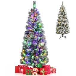 Gymax 185CM Illuminated Christmas Tree With Snowflakes Automatically Opening in Green - thumbnail 1