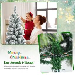 Gymax 185CM Illuminated Christmas Tree With Snowflakes Automatically Opening in Green - thumbnail 6