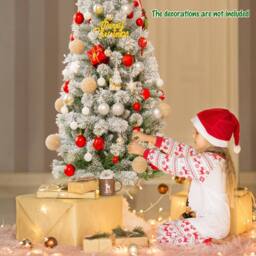 Gymax 185CM Illuminated Christmas Tree With Snowflakes Automatically Opening in Green - thumbnail 8