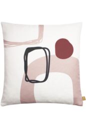 Furn Aida Geometric Abstract Printed Cushion in Light Pink - Size: 43 cm x 43 cm