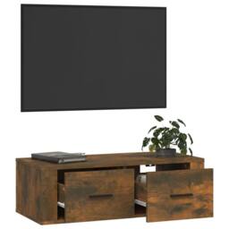 Berkfield Home Hanging TV Cabinet Smoked Oak 80x36x25 cm Engineered Wood in Brown - Size: 80 x 36 x 25 cm - thumbnail 5