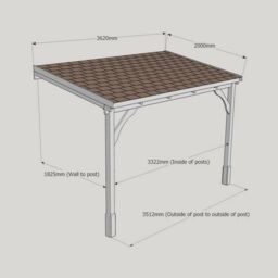 Rutland County Garden Furniture Ltd Felt Shingle Roof Car Port 2 Post, Wood, L200 x W362 cm - Rustic Brown in Light Green - thumbnail 6