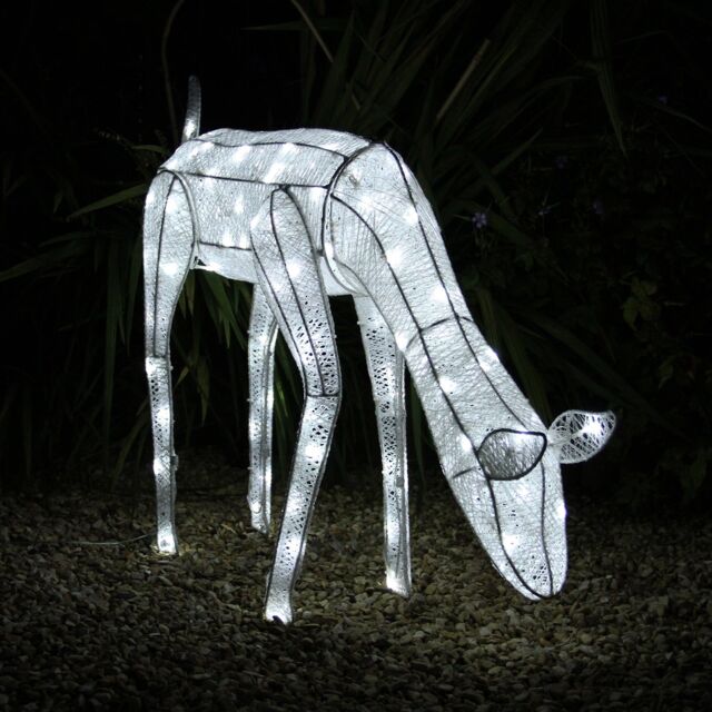 Monstershop Large Light Up Grazing Doe Reindeer in White - image 1