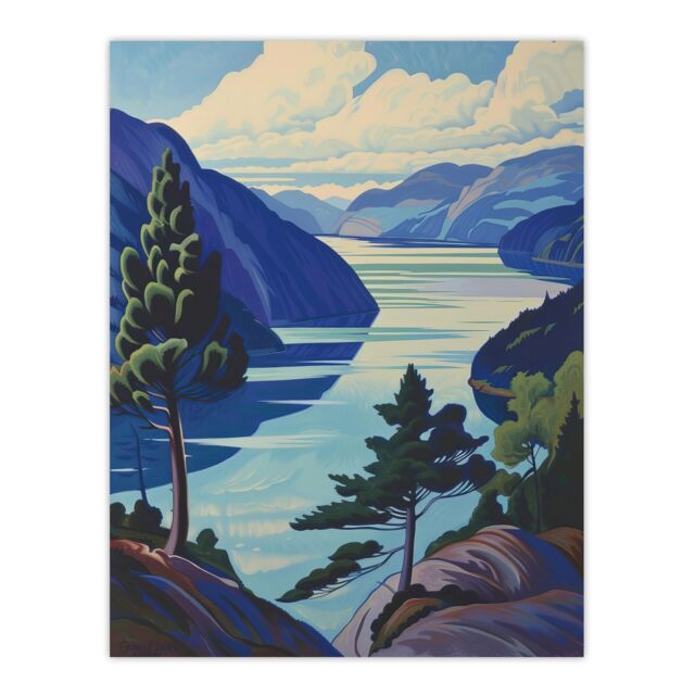 "Artery8 Loch Ness Lake Scottish Highlands Landscape Wall Art Print in Blue - Size: W24"" x H32""" - image 1