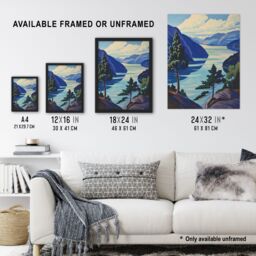 "Artery8 Loch Ness Lake Scottish Highlands Landscape Wall Art Print in Blue - Size: W24"" x H32""" - thumbnail 3