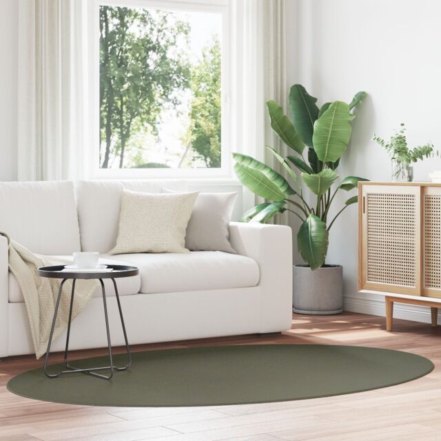 Berkfield Home Rug 'HUARTE' Forest Green 140x200 cm Oval - Size: Medium - image 1