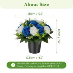 SPETLEK 2 Pack Artificial Grave Flowers Silk Cemetery Floral Blue - Size: 0.6m2 - thumbnail 2